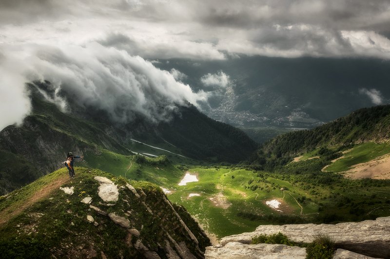 горы, облака, кавказ, пейзаж, красная поляна Аибга в облаках фото превью