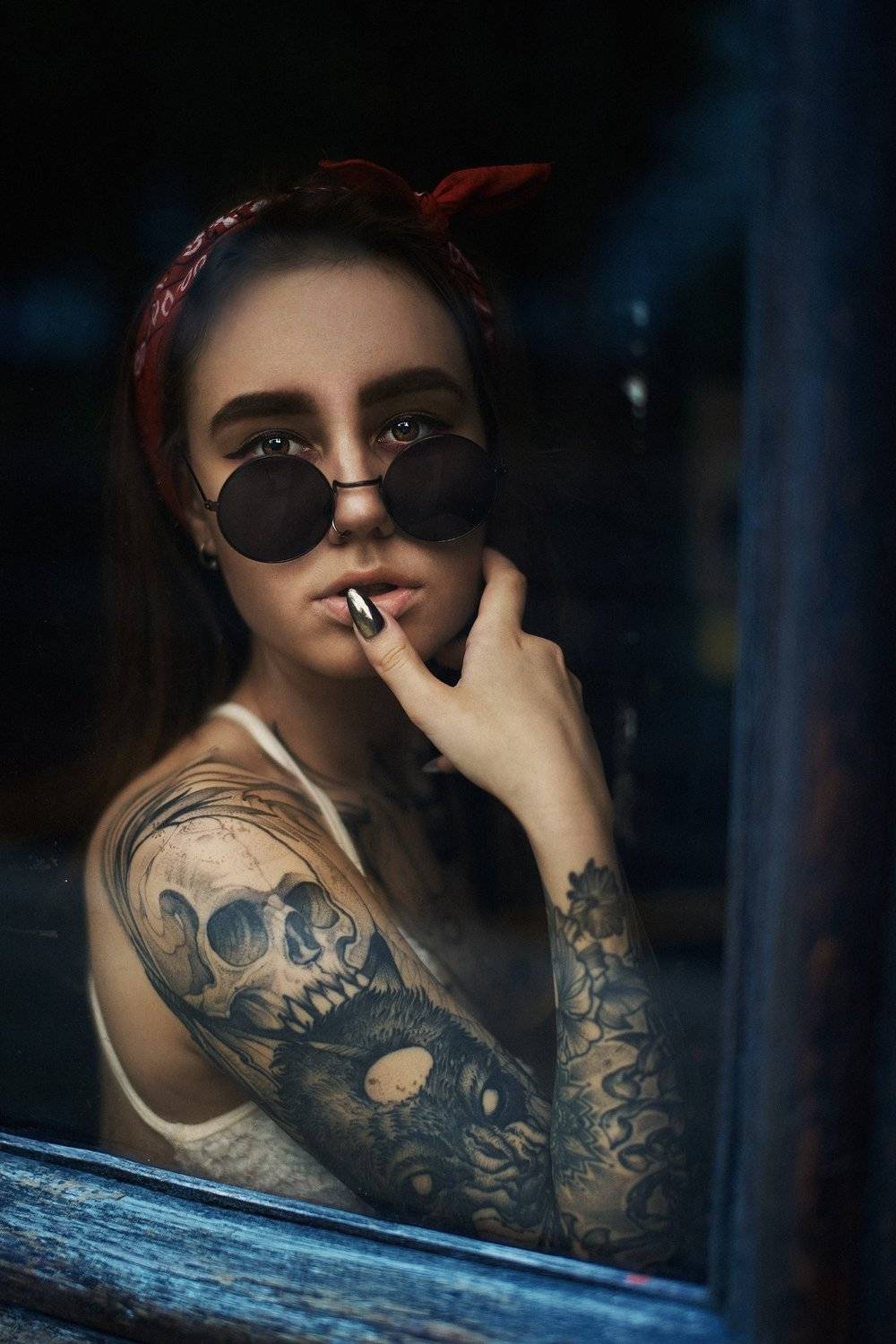 портрет, эмоции, взгляд, красивая, робко, нежно, тату, Alex