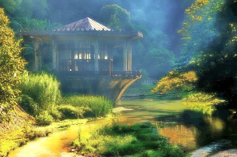 утро, станция, пруд Утро на пруду. фото превью