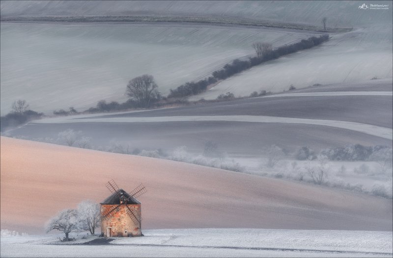 Чехия, Южная Моравия, мельница, зима, Czech republic, South Moravia, winter, windmill Провинциальная идиллия .. фото превью