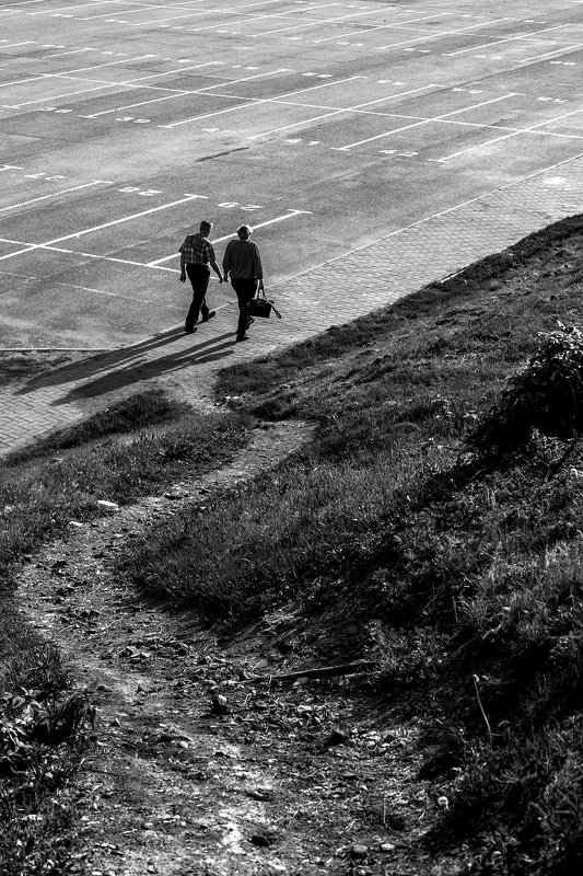 стрит, street, репортаж, перспектива, черное, белое, чб, старость, парочка, с, высоты  фото превью