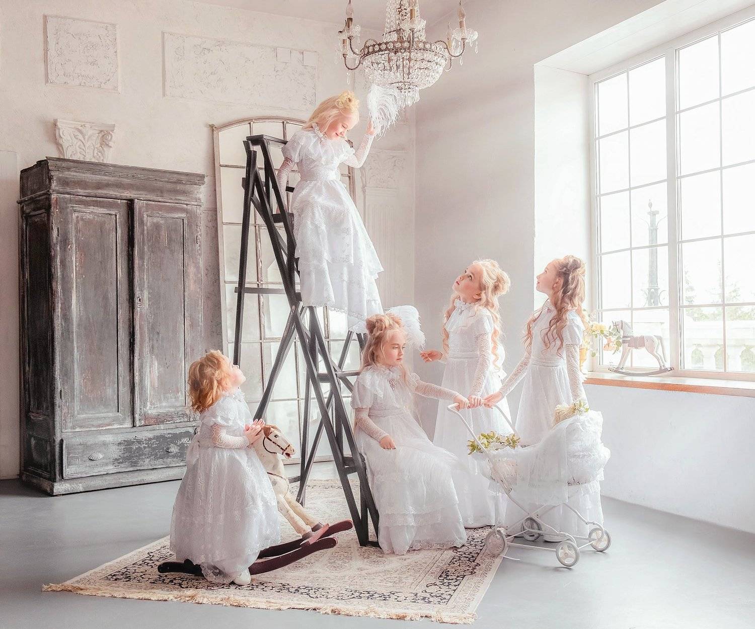 Сёстра, дети, ребёнок, аристократ, история, историческая фотосессия, исторический костюм, костюм, платье, игрушка, портрет, детская фотосессия, идеи для фотосессии, Софья Ознобихина