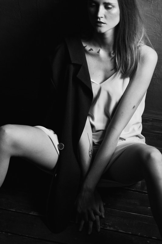 bnw, black and white, girl, portrait birds фото превью