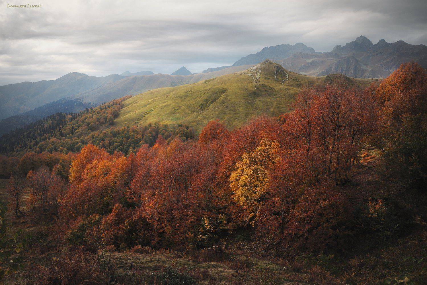 абхазия, горы, оссень, сентябрь, пасмурно, перевал пыв, Смольский Евгений