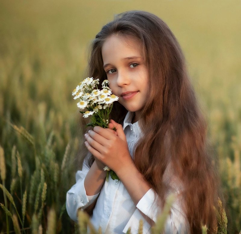 девочка, красотка,ромашки,лето,поле,пшеница, girlie, beautiful, summer, chamomile, wheat, nature Из серии-лето фото превью