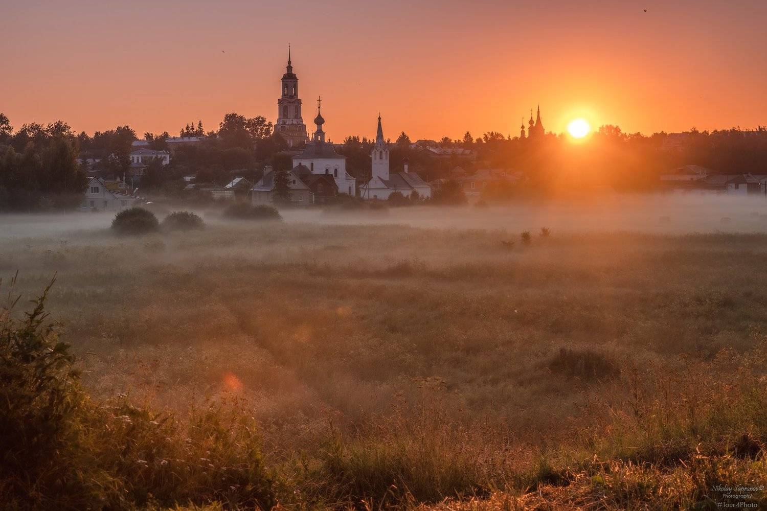 суздаль, ильинский луг, владимирская область, монастыри, храмы, церковь, лето, рассвет, туман, утро, золотое кольцо, Николай Сапронов