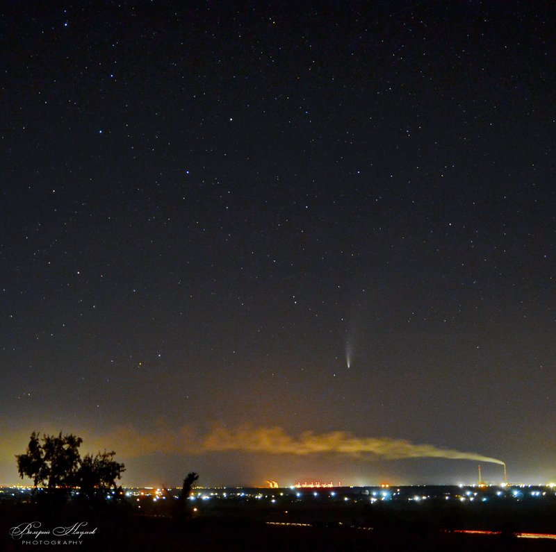 ночь, июль, комета c/2020 f3 (neowise), 18.07.2020г. Космическая пришелица фото превью