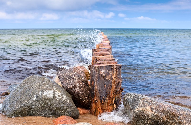 Волнорез, море, лето, голубой, синий, Балтика, балтийское Балтика  фото превью