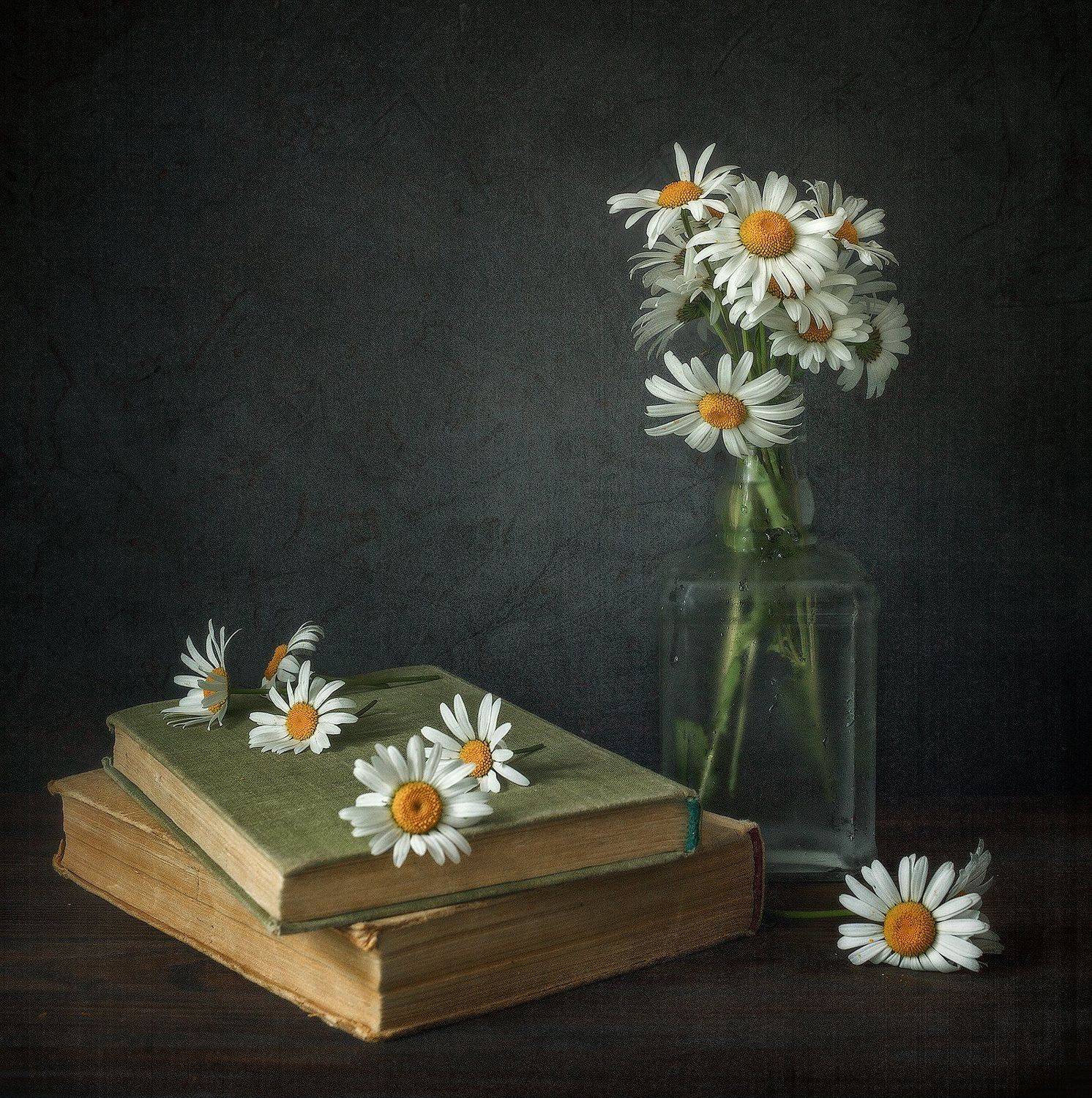 натюрморт ромашки графин книги, Михаил Корнилов