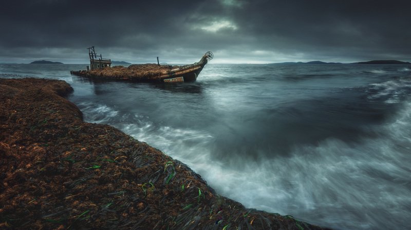 панорама, море, шхуна *** фото превью