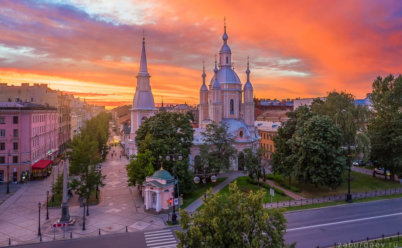 россия, петербург, вечер, закат, лето, дрон Андреевский собор фото превью