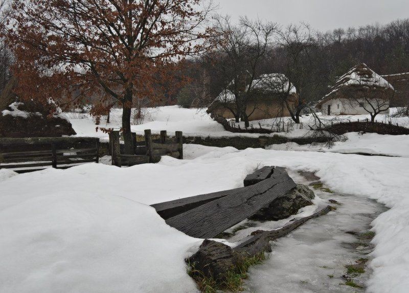 пирогово, киев, украина, музей, зима, снег, хата Зима в Пирогово фото превью