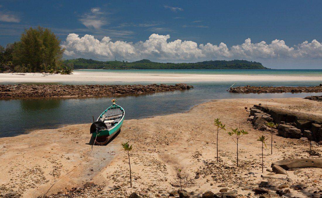 речка, песок, пляж, море, лодка, джунгли, облака, тропики, таиланд, Георгий Машковцев