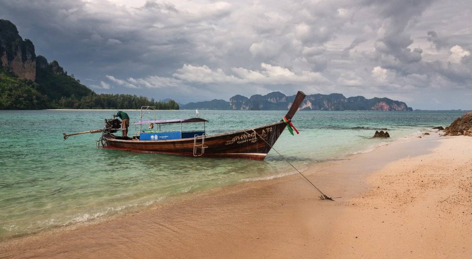 берег, песок, море, лодка, облака, краски, тропики, таиланд, Георгий Машковцев