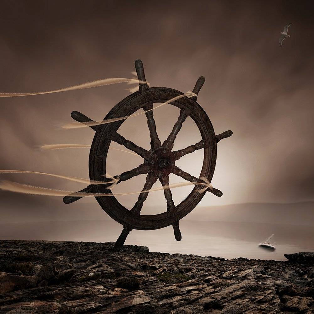 mist, fog, water, bird, cold, night, ocean, calm, dark, crow, storm, manipulation, photoshop, psd, cementary, raimbow, tutorials, boat, wheel, seagul, Caras Ionut