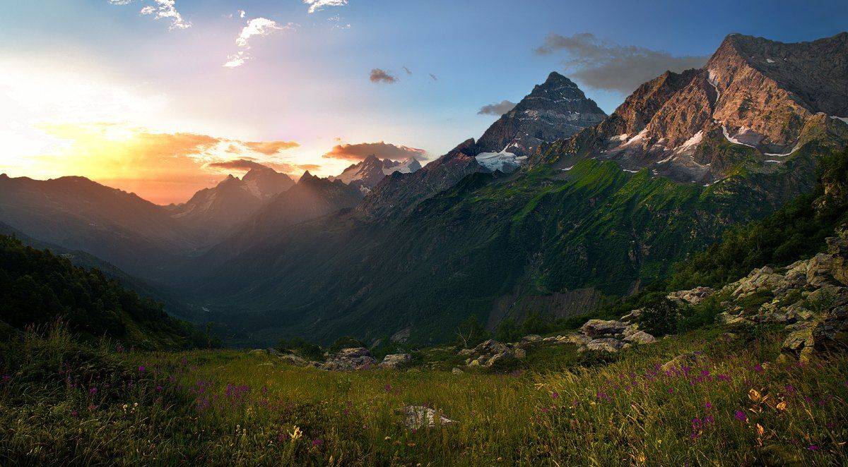 горы, восход, домбай, белалакая, сулахатские ночёвки, Месилов Сергей