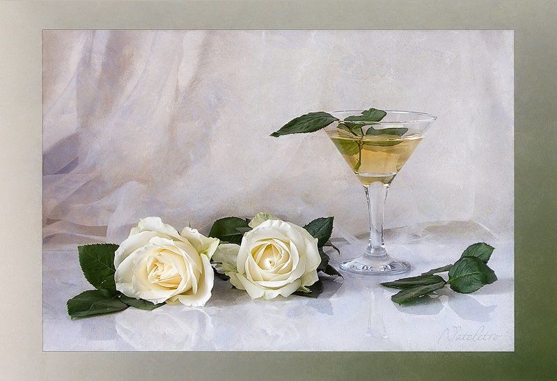 натюрморт, цветы, , розы, бокал О любви... фото превью