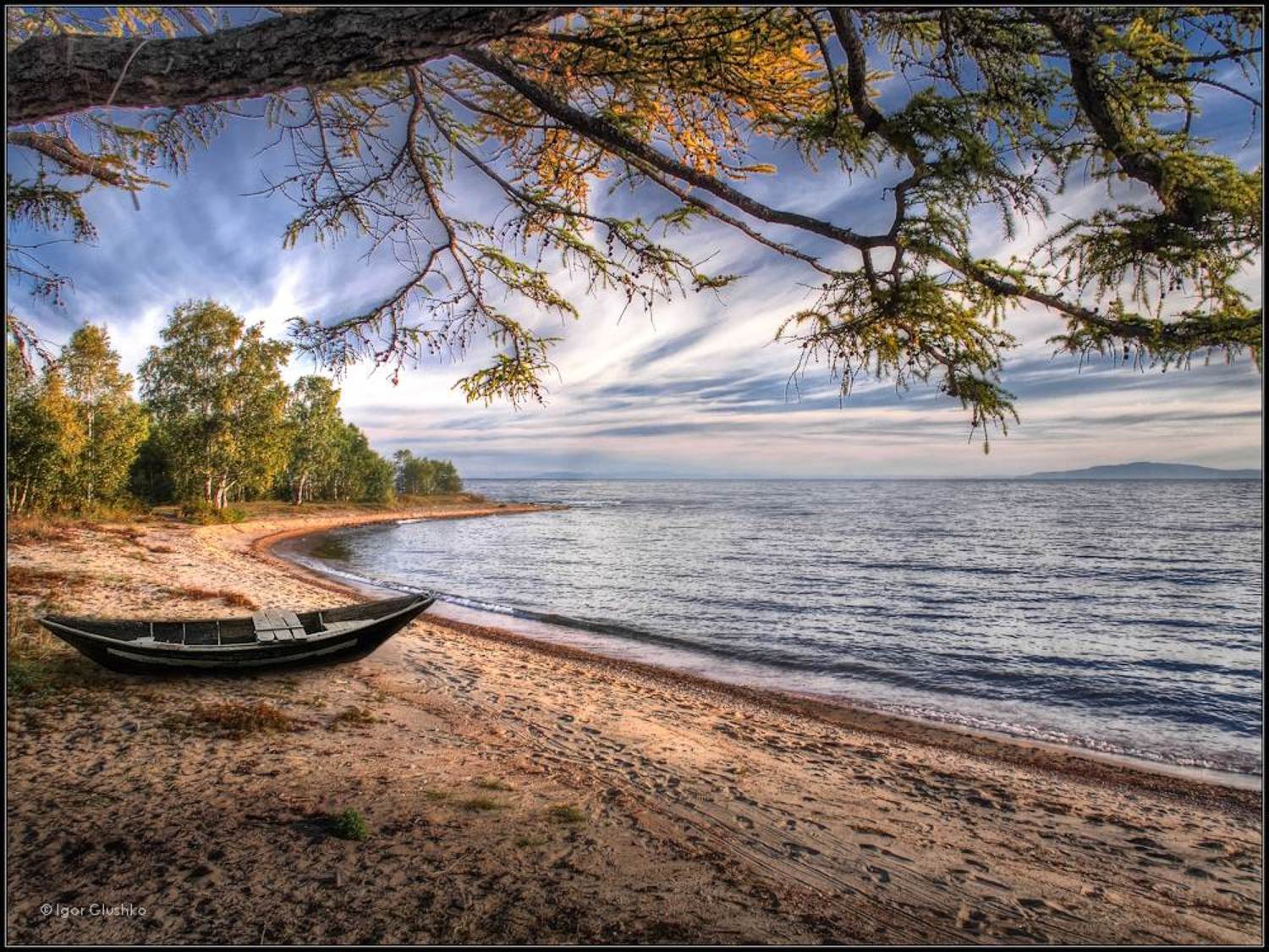 байкал, берег, лодка, осень, Игорь Глушко