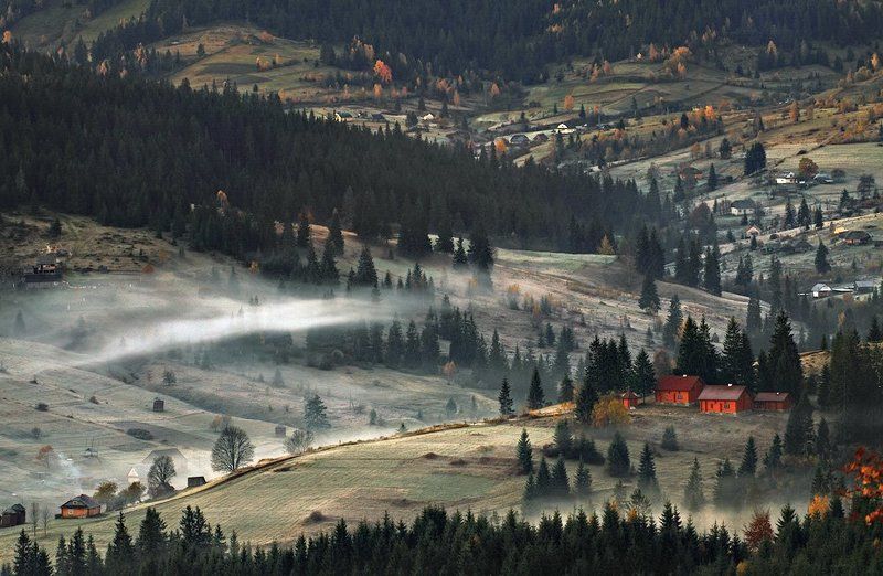 карпаты, горы, утро, туман однажды, осенним утром... фото превью