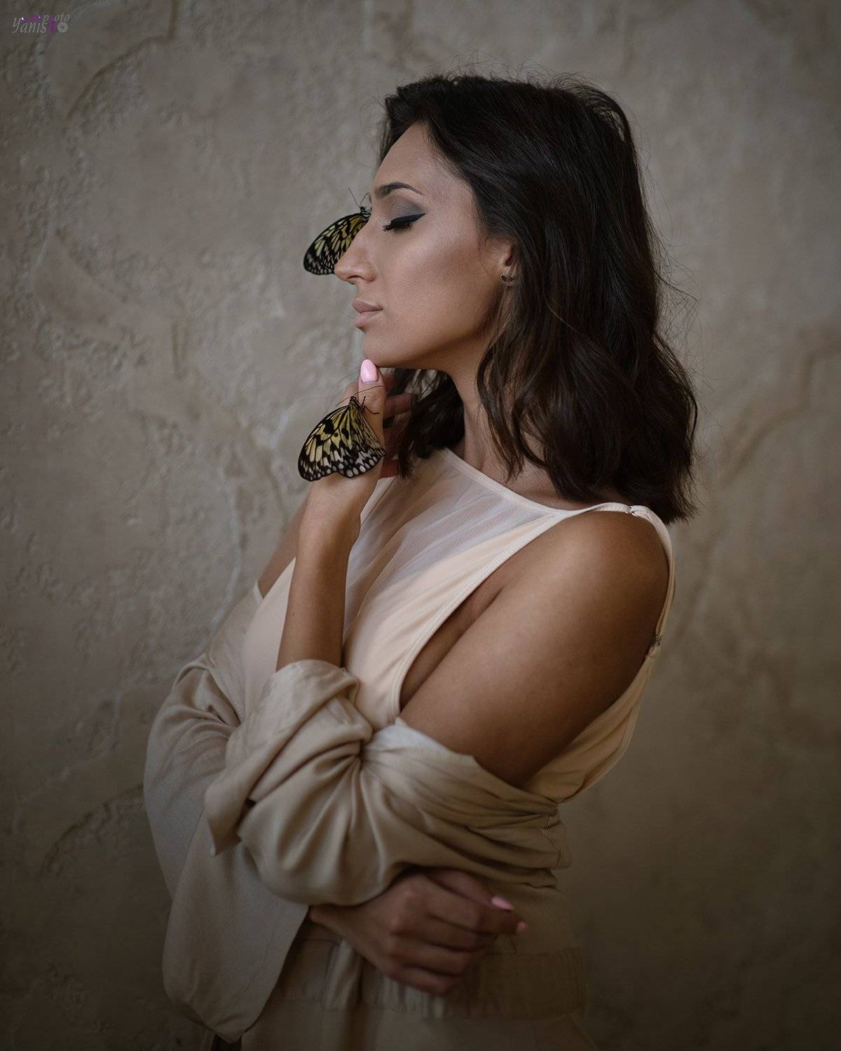 девушка, портрет, белый, студия, платье, красота, Янина Ермакова