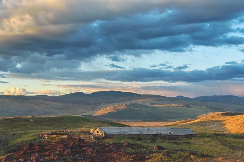 алтай, плато укок, плоскогорье, кошара, овчарня  фото превью