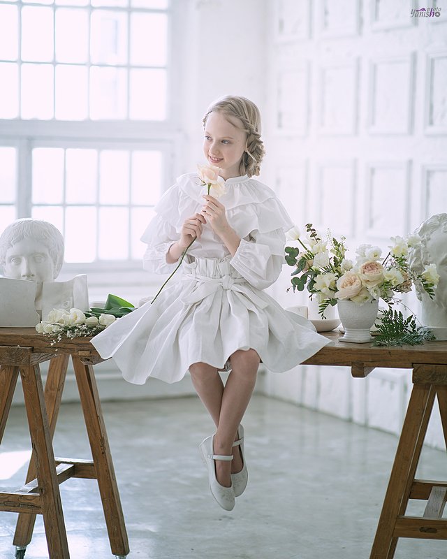 дети, портрет, студия, ребенок, съемка, цветы  фото превью