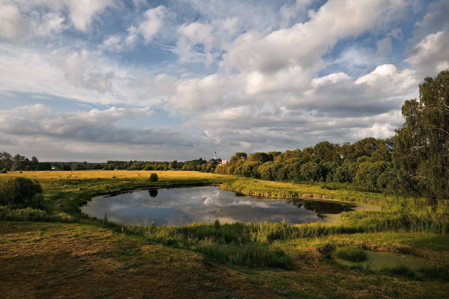лето,вечер,закат,река,небо,облака,отражение,киржач, Виталий Полуэктов