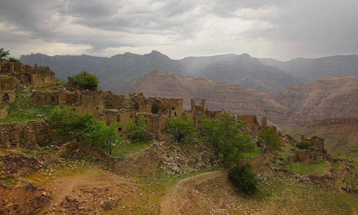 развалины,аул,горы,вершины,пейзаж,небо,деревья,дагестан,природа, Marat Magov