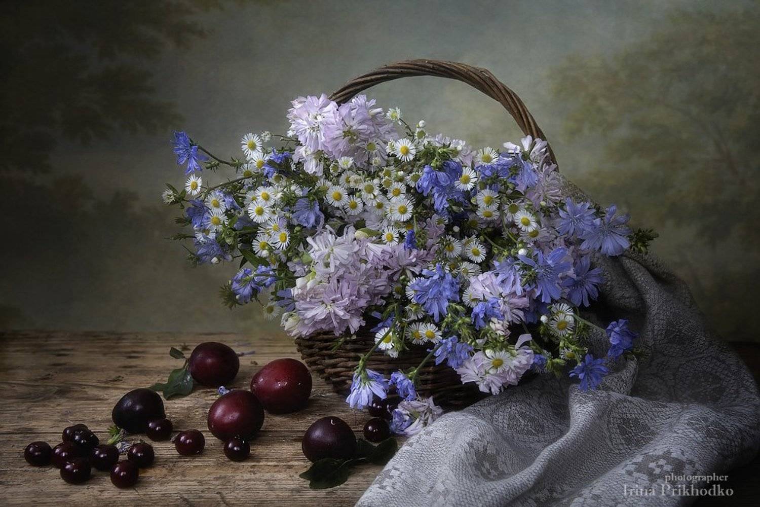 натюрморт, лето, цветы, олевые, фрукты, настроение, Ирина Приходько