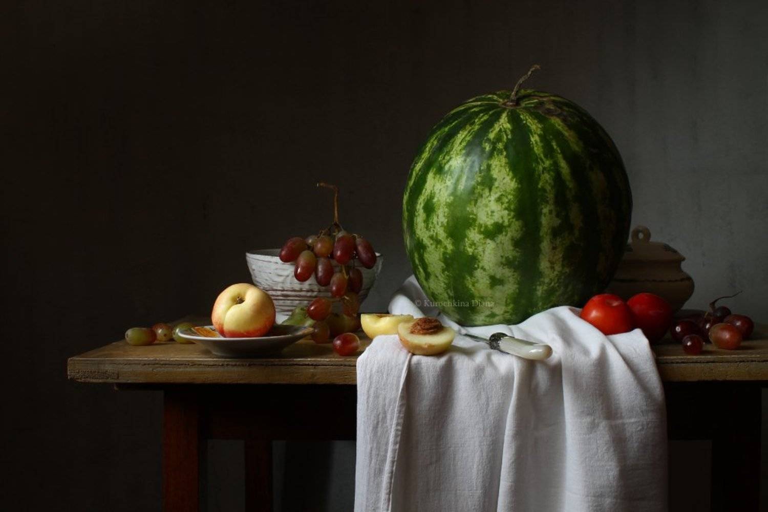 натюрморт, арбуз, фрукты, Курочкина Диана