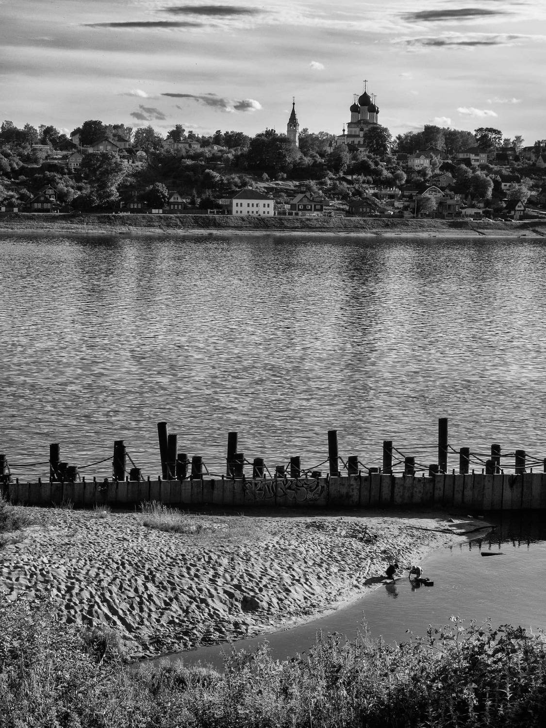 Black and white, Monochrome, Tutayev, Landscape, Elena Beregatnova