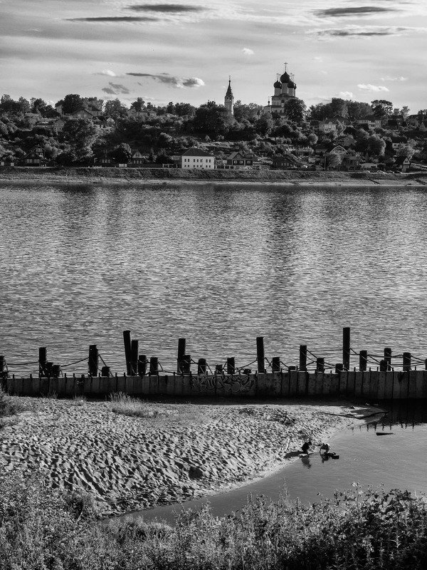 Black and white, Monochrome, Tutayev, Landscape Summertime in Tutayev фото превью