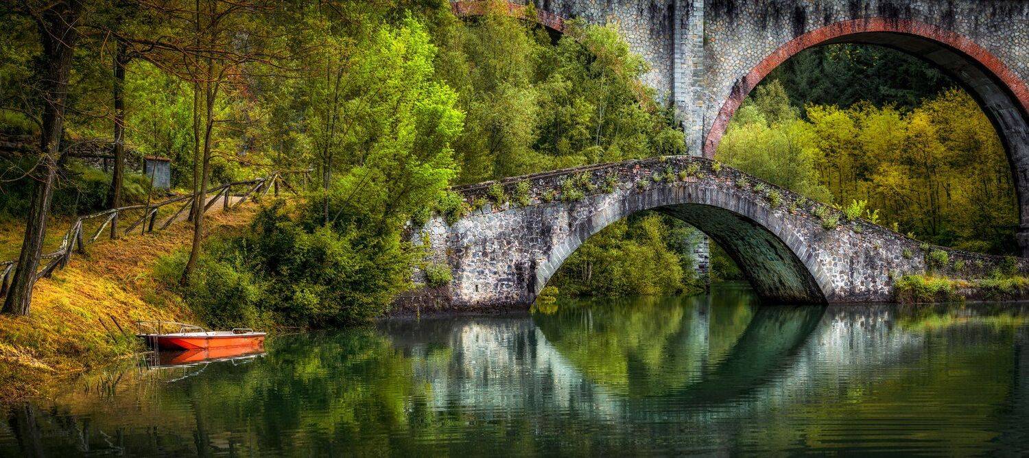 озеро, мост, лодка, Александр Безмолитвенный