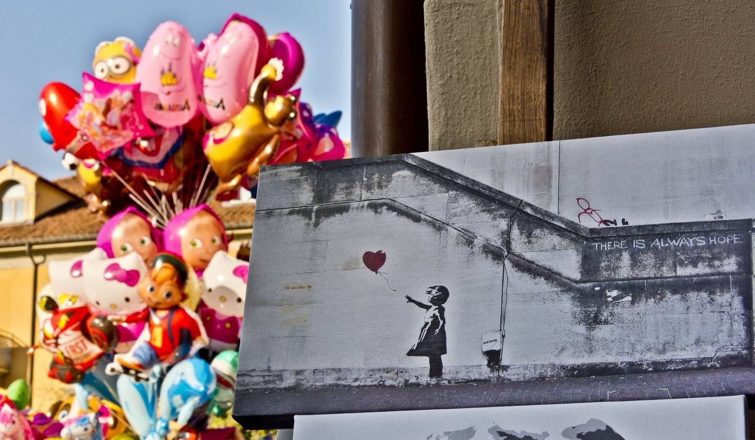 Street painting hope dream balloons heart child, Paolo Barbarini