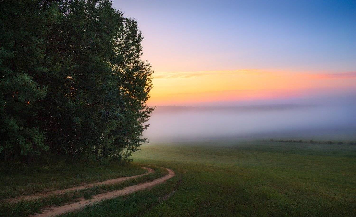 рассвет, лето, дорожка, туман,, Сергей Шабуневич