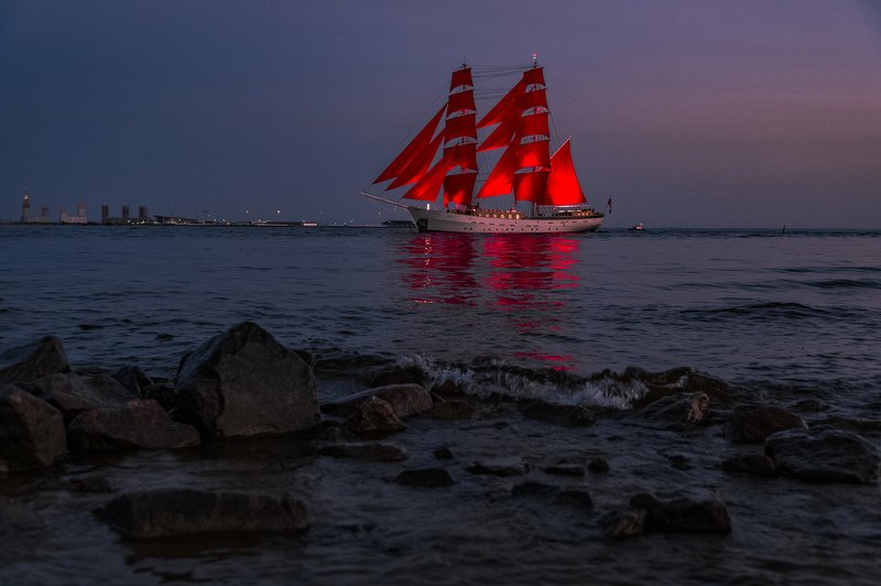 алые паруса, пейзаж Алые Паруса в вечерней тишине фото превью