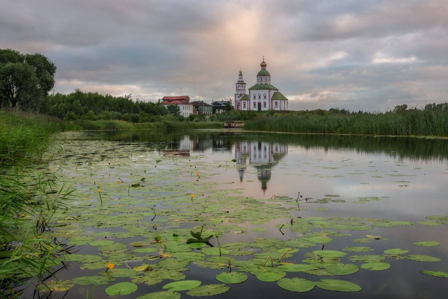 утро, отражения, Владимирская область, Суздаль, пейзаж, природа, рассвет, река, каменка, Мартыненко Дмитрий