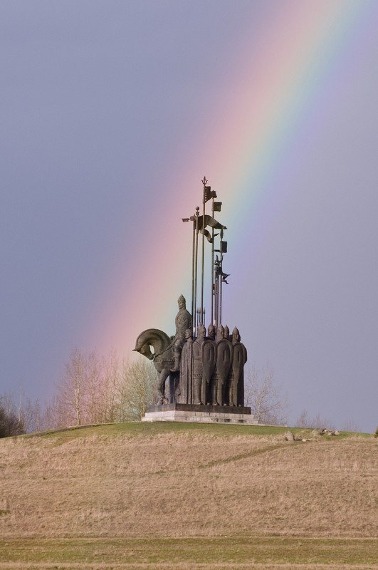 памятник  александру невскому, радуга, пейзаж После дождя. фото превью
