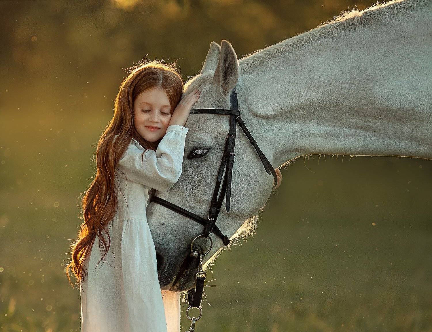 лошадь, девочка, лето, закат, свет, доверие, рыжая, Людмила Бобровская