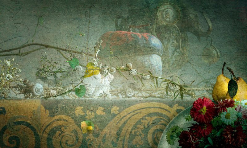 улитка тыква ракушка натюрморт груша С тыквой. фото превью