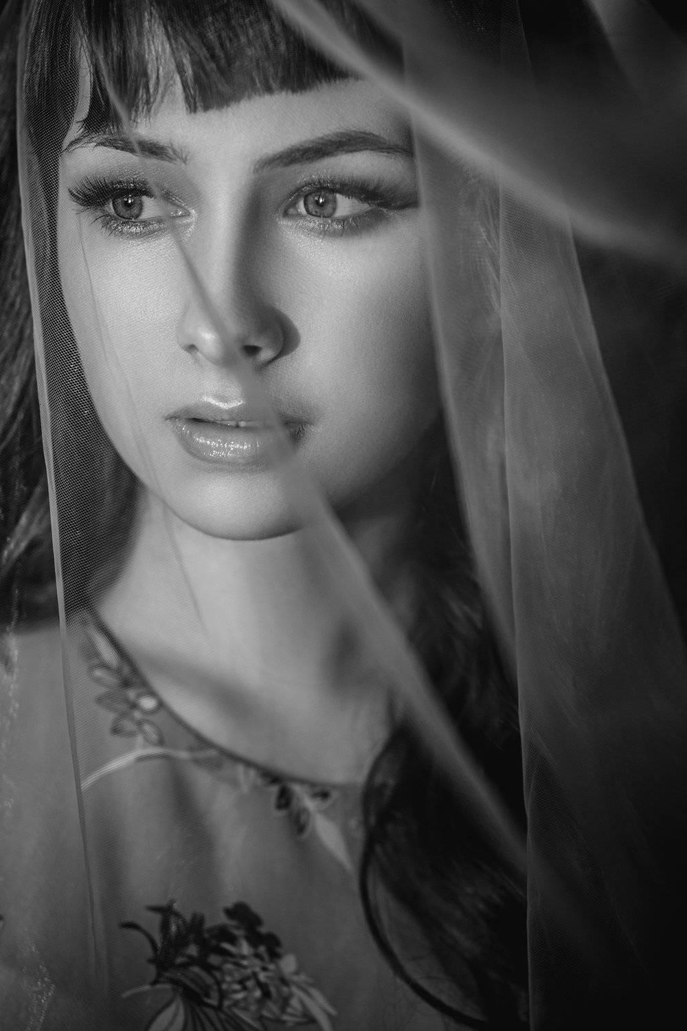 девушка, модель, портрет, фотосессия, студия, макияж, гламур, модельные тесты, girl, beauty, perfect, pretty, model, modeling, young, portrait, make-up, glamour, studio, studio shot, чб, чёрно-белое фото, bw, black and white,  творческий портрет, женский , Владимир Васильев