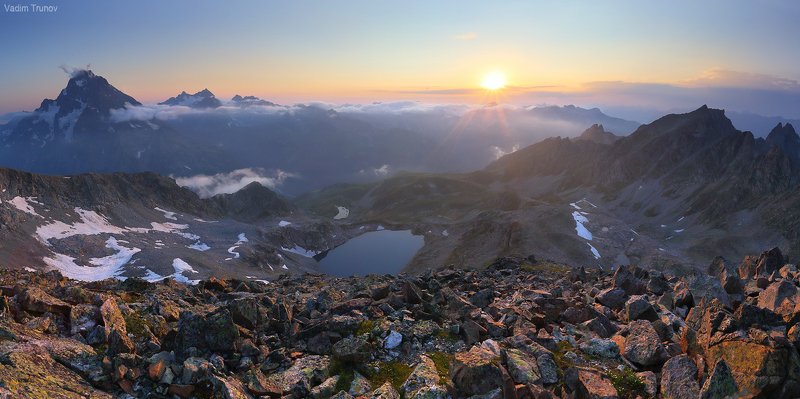 кавказ, кёль-баши, кчр Закат с вершины Кёль-Баши фото превью