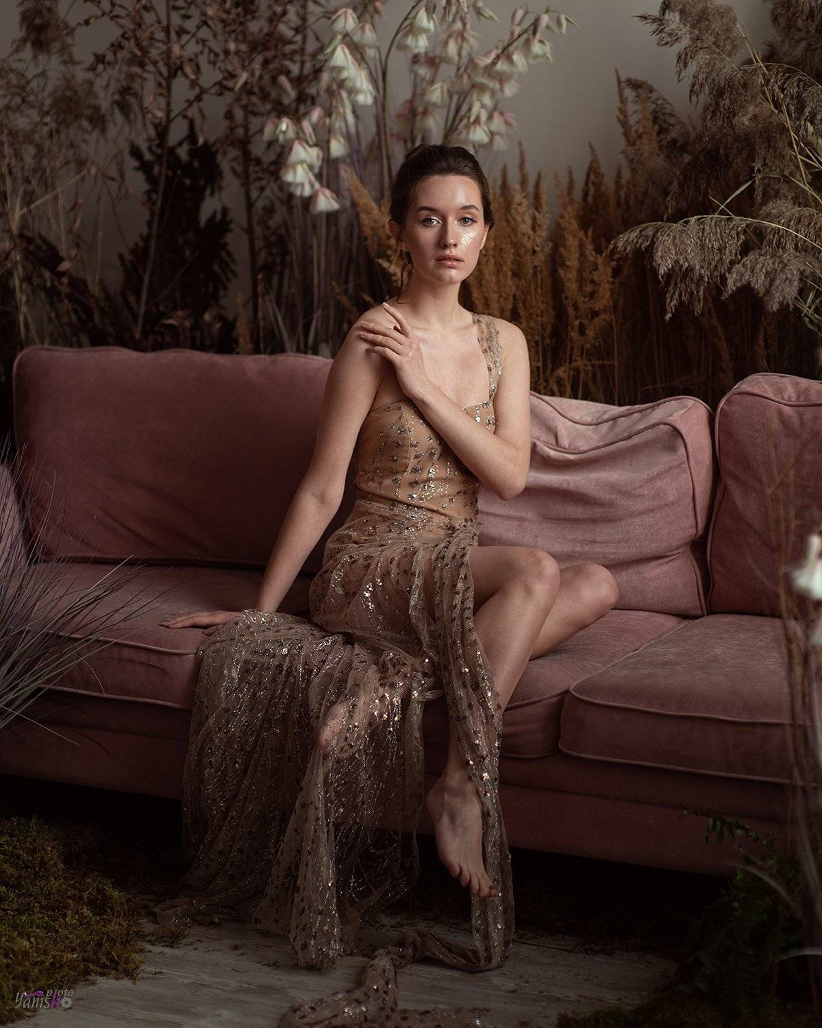 девушка, портрет, белый, студия, платье, красота, Янина Ермакова