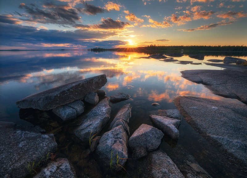 карелия, север, топозеро, закат Вечер на Топозере фото превью