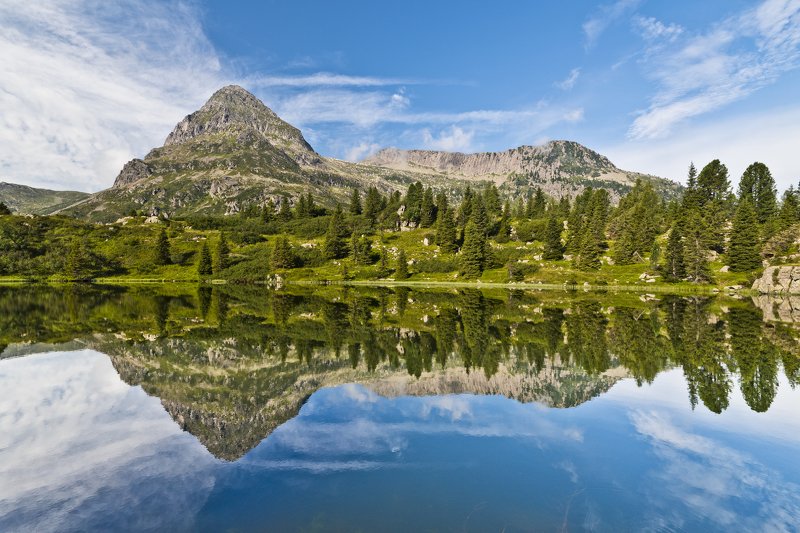 landscape lake reflection mountains dolomites Perfect reflection фото превью