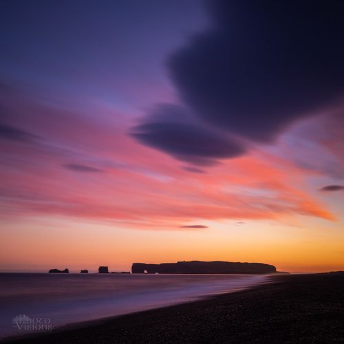 Sunset over Reynisfjara, Iceland