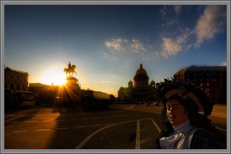 питер, санкт-петербург, исаакиевская площадь, закат Питер фото превью