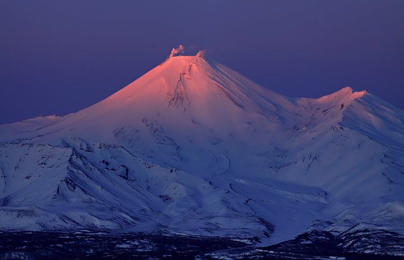 камчатка, вулкан, авача, зима, вечер, закат там, где ночует солнце... фото превью