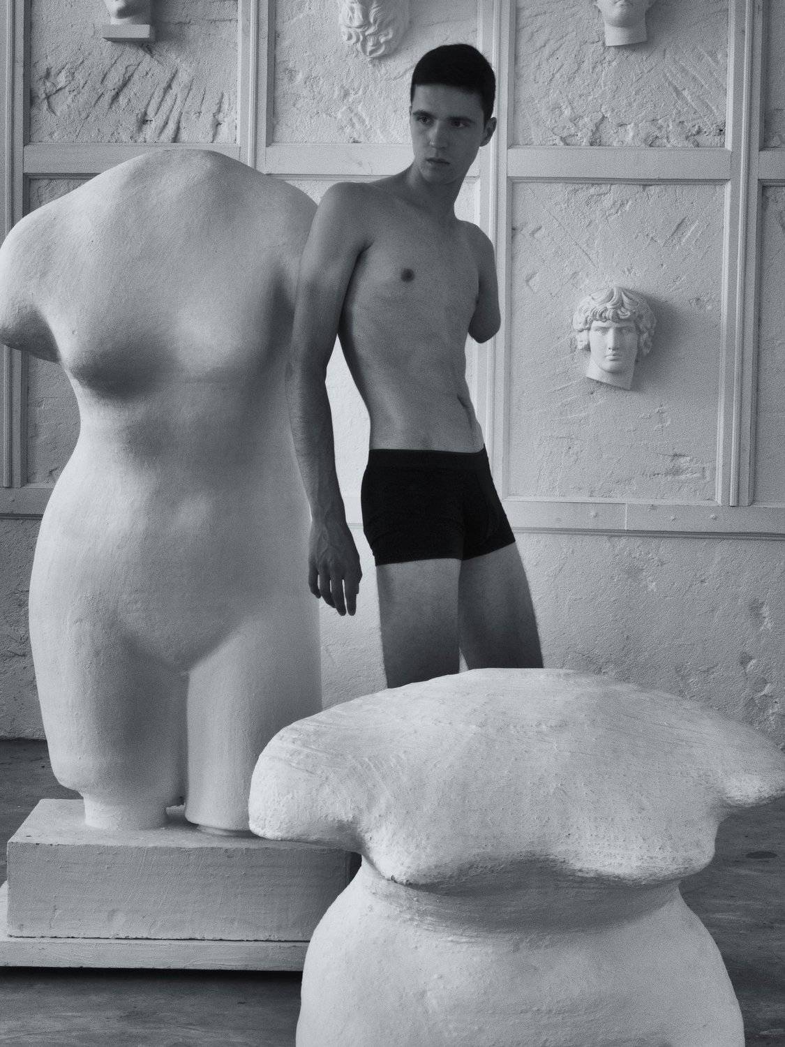 Perfection, Beauty, Imperfection, Black and white, Monochrome, Portrait, Man, Studio, Philosophy, Elena Beregatnova