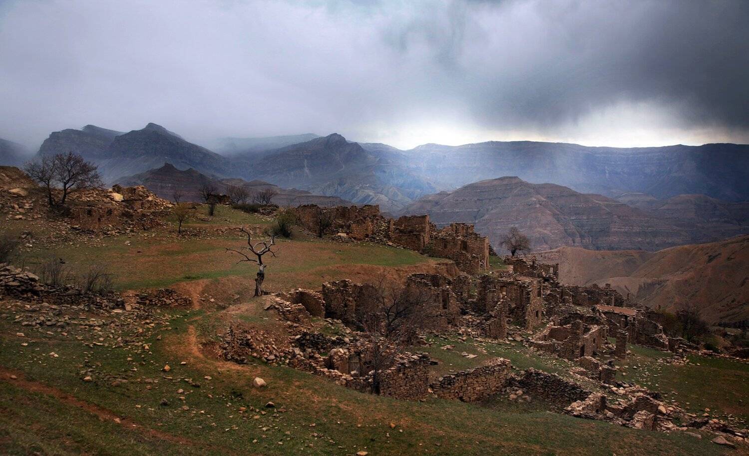 аул,горы,вершины,пейзаж,небо,деревья,дагестан,природа, Marat Magov